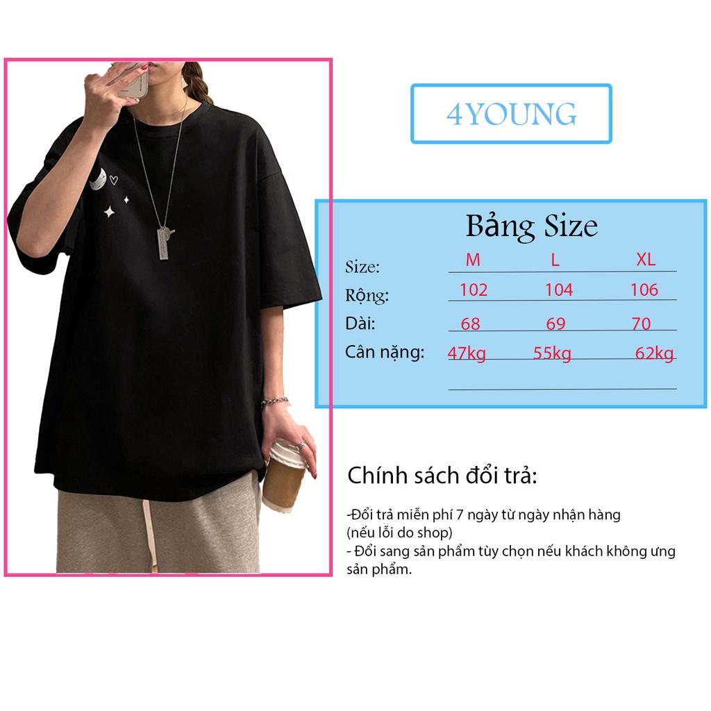 Áo thun nữ form rộng unisex đẹp tay lỡ cute cao cấp thời trang hàn kiểu cách quốc 4YOUNG ATTL03