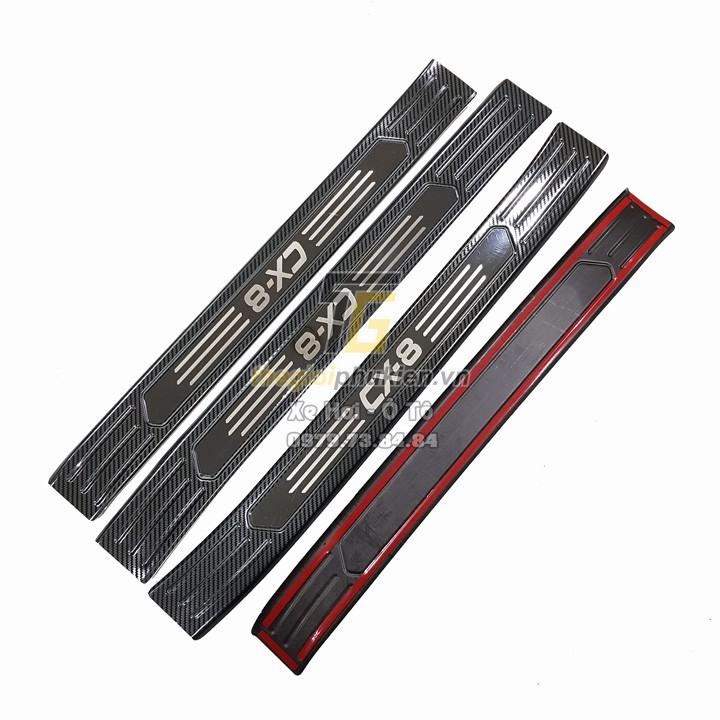 Bộ Ốp bậc cửa, Nẹp bước chân Mazda CX8, CX-8 vân Carbon