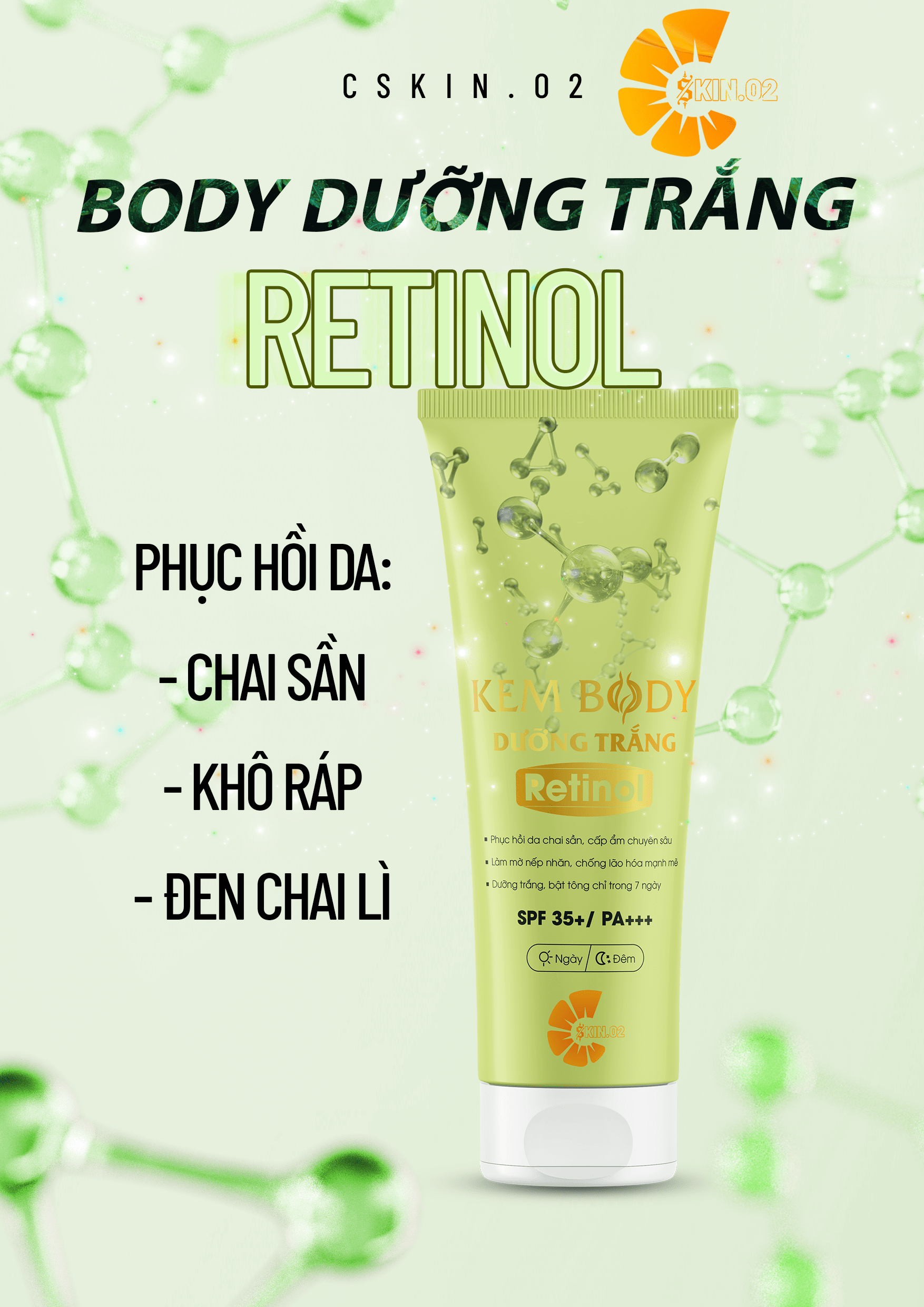 Chăm Sóc Da - C SKIN.02 - COMBO2 - BODY LOTION RETINOL - Dưỡng Trắng Cấp Ẩm Chuyên Sâu