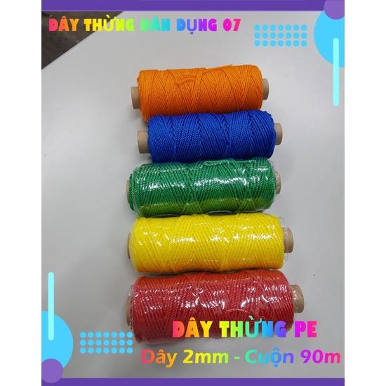 Dây thừng trang trí PE, HDPE 2mm nhiều màu . trang trí nhà cửa, làm đồ handmade, vòng đeo tay