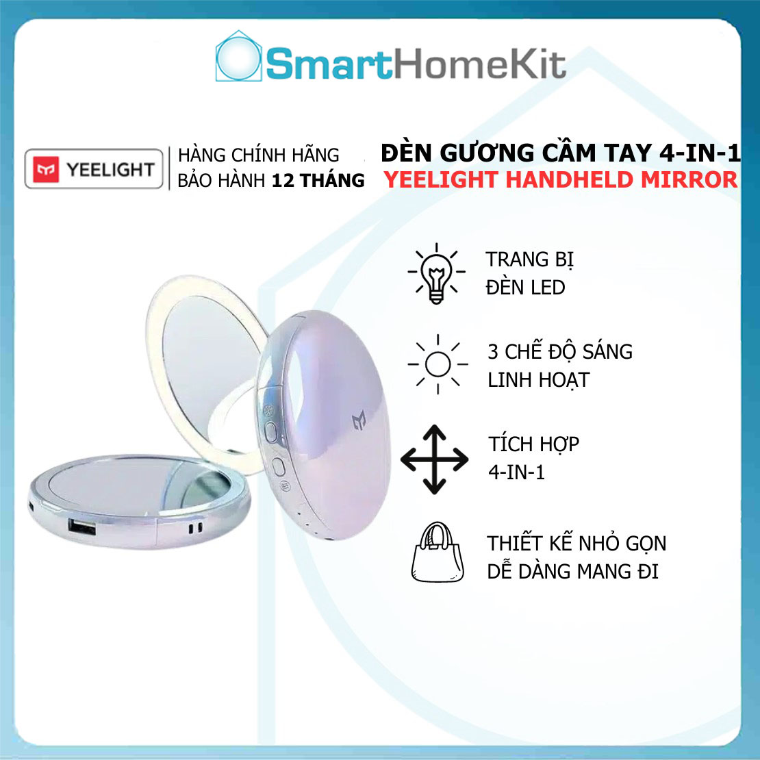 Đèn Gương Trang Điểm Cầm Tay Yeelight C20 4 Trong 1 YLODJ-0029 , tích hợp sạc dự phòng - Hàng Chính Hãng