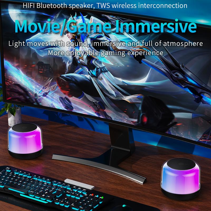 Loa Bluetooth Mini Không Dây TWS Di Động Ngoài Trời Hộp Âm Thanh Hifi 3D LED Rgb Ánh Sáng Cuộc Gọi Âm Thanh Thẻ TF Máy Nghe Nhạc USB Type-C Color: 2PCS