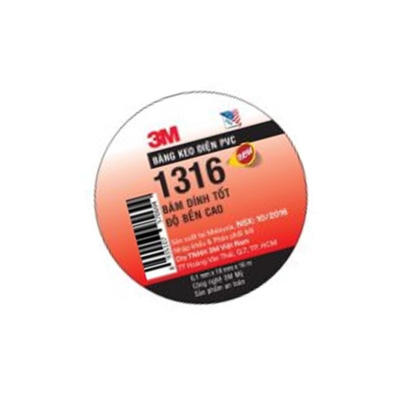 Băng Keo Điện 3M PVC 1316, Khổ 18mm x 16m x 0.1mm - 3M Long Vu