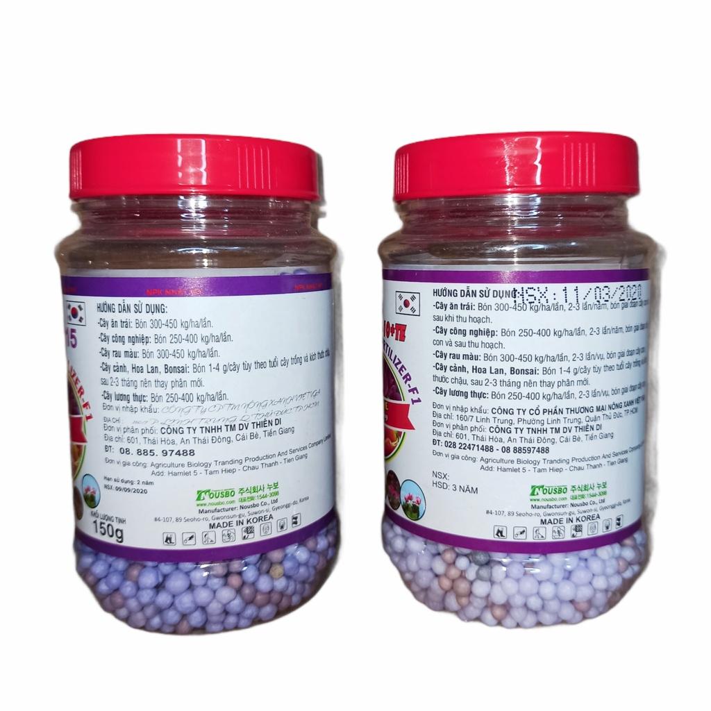Combo 2 lọ phân tan chậm Hàn quốc 20-10-20 và 15-15-15 Cho Lan và cây kiểng, rau màu từ nhỏ đến lớn, lọ 150gr