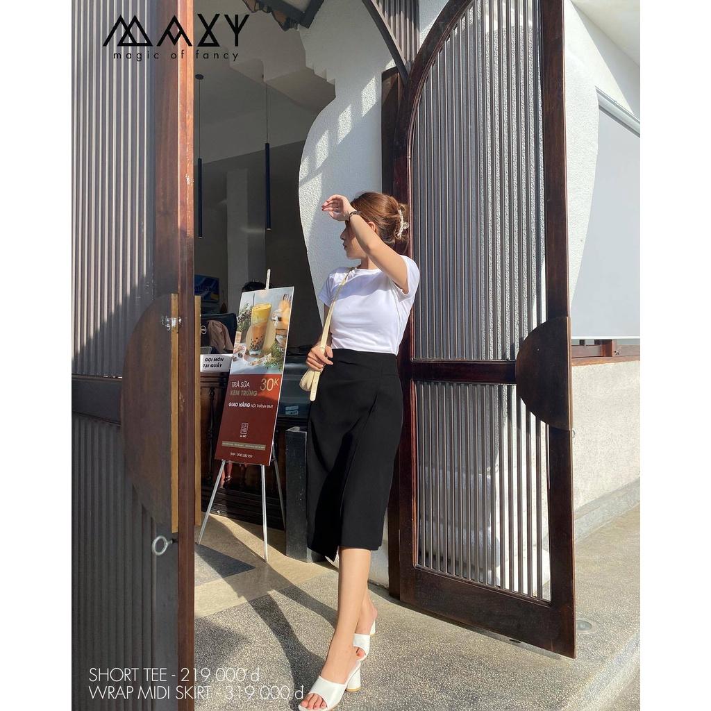 Chân váy đắp chéo tà lệch wrap midi skirt Maxy Workshop