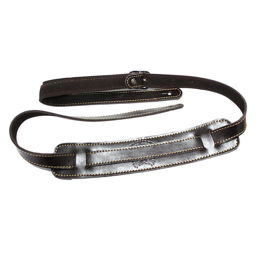 Guitar Belt Shoulder Pad Leather Ends Strap for Electric Acoustic Guitar