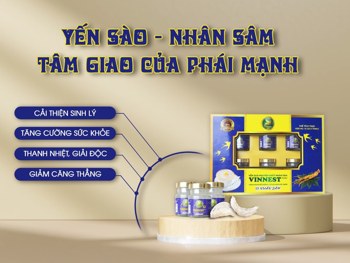 Yến Sào Nguyên Chất Vị Nhân Sâm Vinnest Plus