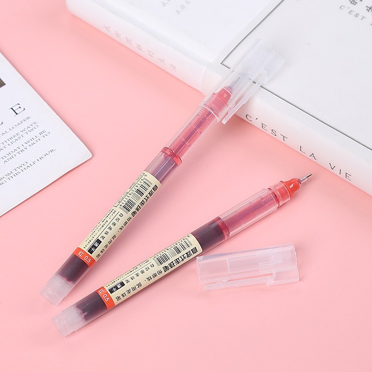 Combo 10 Bút Gel Nước Dạng Mực Lỏng Đầu Kim 3 Điểm 0.5mm Thiết Kế Đơn Giản Ống Mực Lớn Màu Xanh
