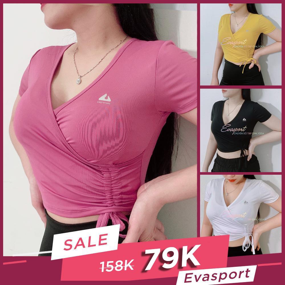 Áo Croptop Dây Rút NAQIYABEI Nữ Tập Gym Yoga Aerobic Thể Thao Tay Đùi Siêu Đẹp Cá Tính Sexy Evasport