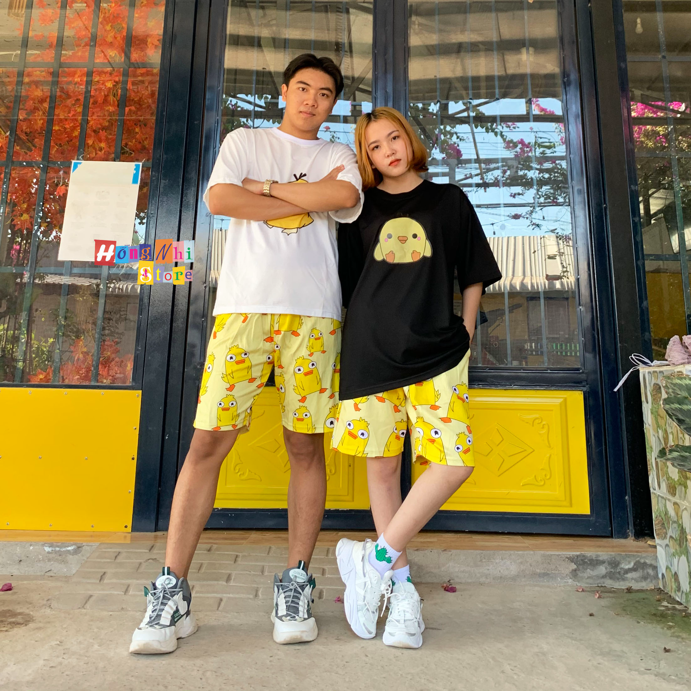 Quần Short Cartoon Unisex Hình Vịt Ducky Momo - Quần Đùi Hoạt Hình Siêu Cute - MM