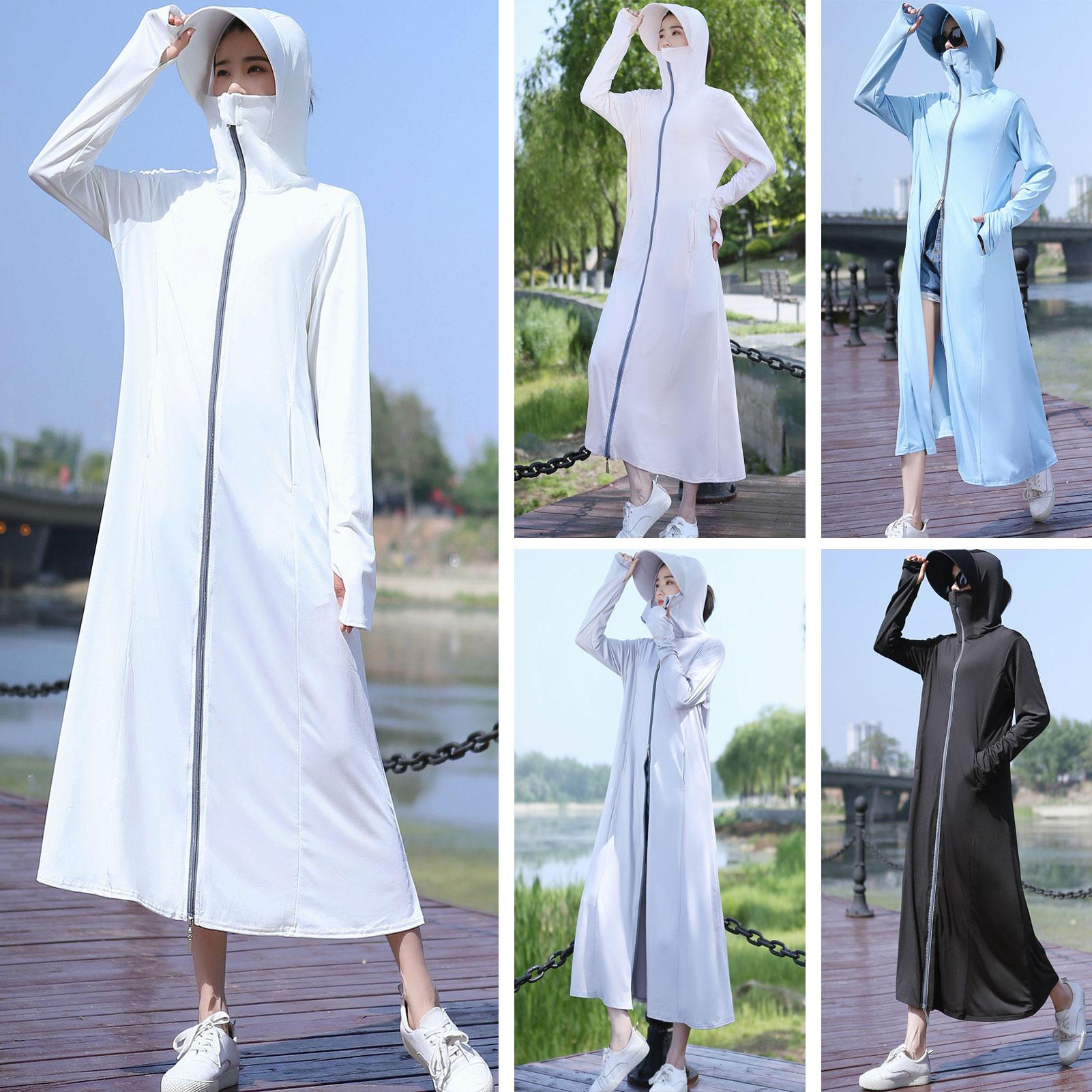 Áo khoác che nắng lớn có đầy đủ túi zip UPF 50+ có mũ trùm đầu dành cho phụ nữ