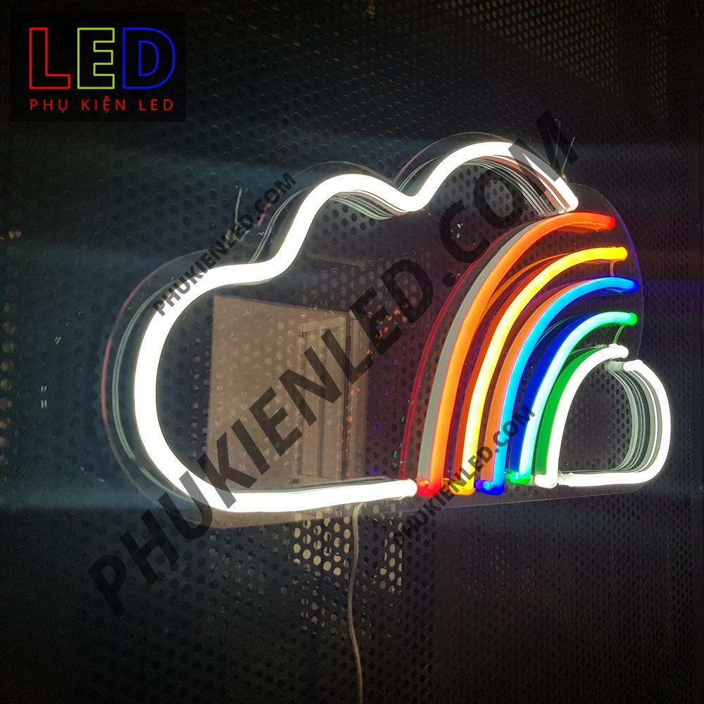 ĐÈN LED NEON HÌNH ĐÁM MÂY CẦU VÒNG – CLOUD RAINBOW LED, TRANG TRÍ TREO TƯỜNG