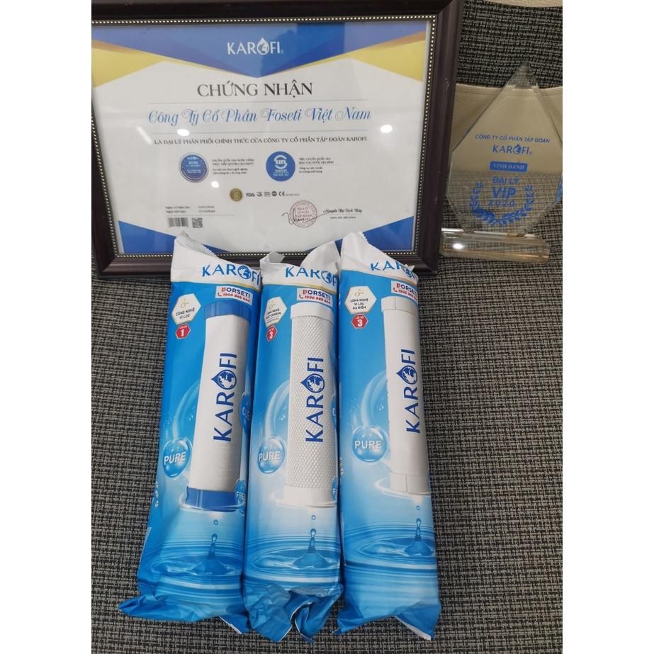 Bộ 3 lõi lọc thô hàng chính hãng Karofi 123 lõi số 2 CTO GAC dùng cho các máy lọc Karofi O-P1310, S-S038, U95, U05....