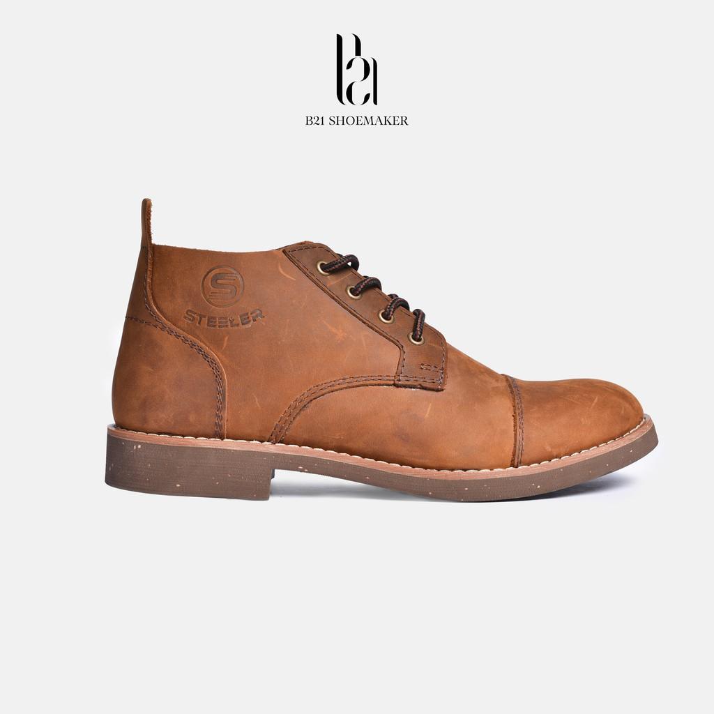 Giày Boot Nam Da Bò Cổ Lững CHUKKA Đế CORK NITRILE Tăng Chiều Cao Phong Cách Vintage Cổ Điển Full Box - B21 Shoemaker