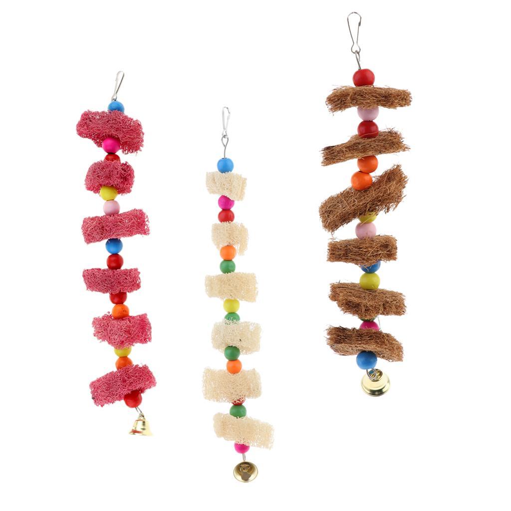 Pet Bird Cage Swing Perches Stand Platform Chew Climb Bell Toy