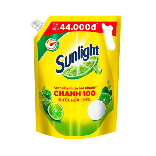 Nước Rửa Chén Bát Sunlight Chanh 100 Sạch Nhanh Xả Bọt Nhanh Rửa Sạch Dầu Mỡ - Túi 3.5KG
