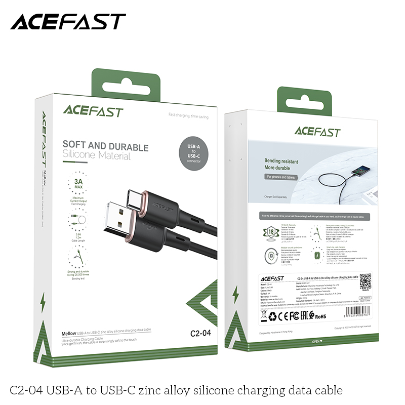 Cáp sạc Acefast cổng USB-A to USB-C (1.2m) - C2-04 Hàng chính hãng Acefast