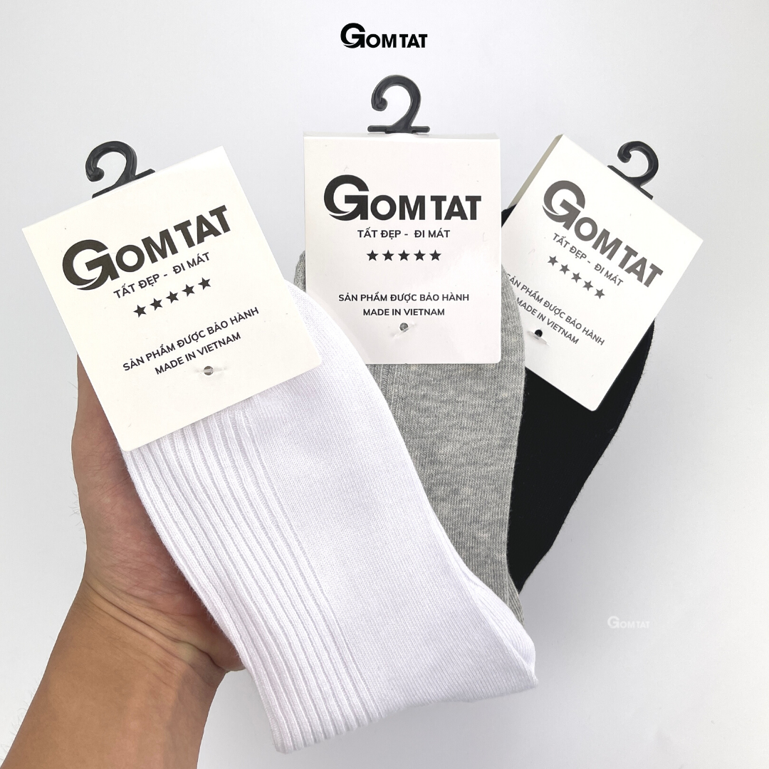 Tất Vớ Nam Nữ Cổ Lửng GOMTAT Mẫu Gân Chìm, Chất Liệu Cotton Cao Cấp Thoáng Khí - FIVE-TAY10-LUNG