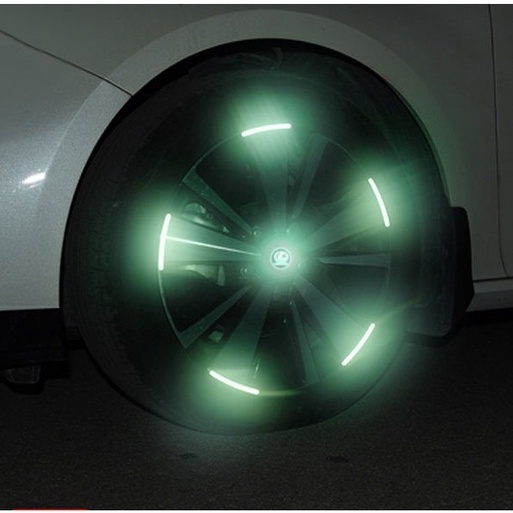 Miếng dán phản quang, phát sáng trang trí vành bánh xe màu xanh lá cây cho ô tô, xe máy, xe đạp, phụ kiện xe hơi