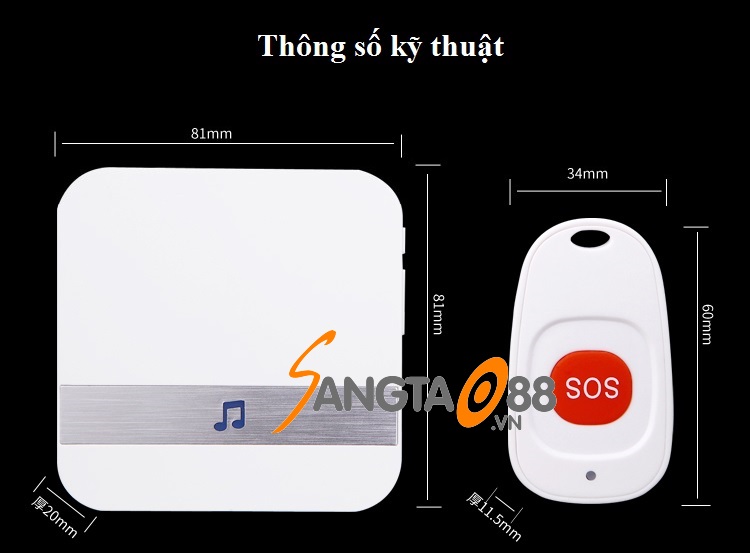 Chuông báo thông minh SOS cho người già, bệnh nhân cao cấp Ver2