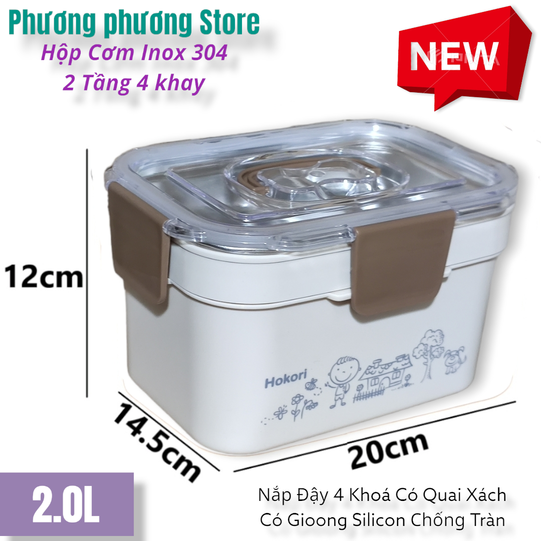 Cặp lồng 2.0L / cà men 2 tầng 4 khay cao cấp  xem kỹ mô tả