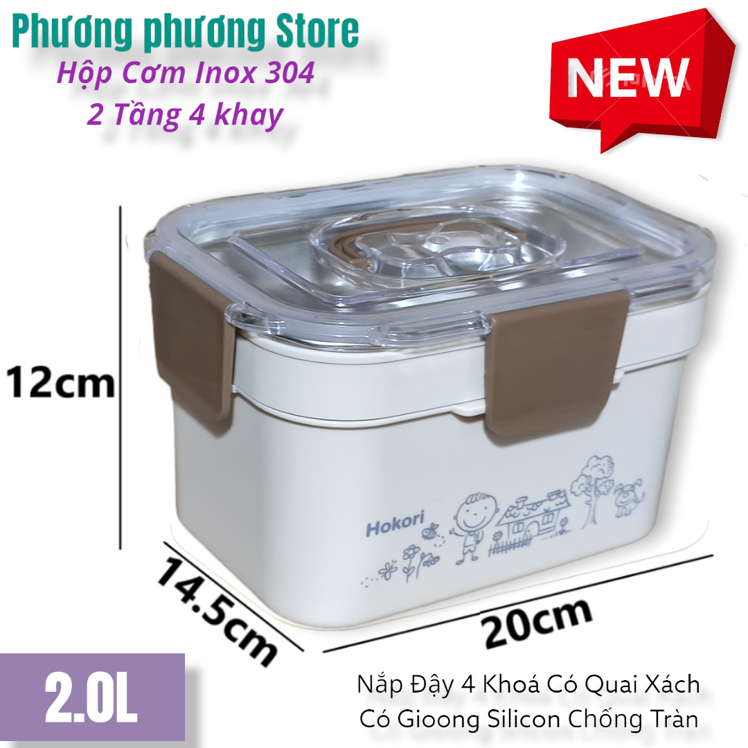 Cặp lồng inox 2.0L / ca men 2 tầng 4 khay cao cấp xem kỹ mô tả