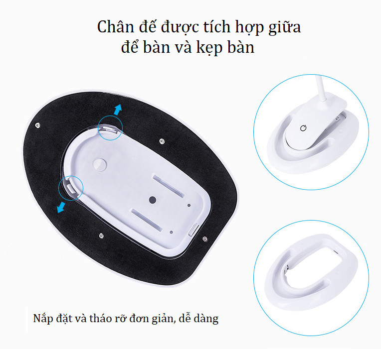 Kính Lúp Kẹp Bàn Có Đèn V4 K3132 ( Thấu Kính Thủy Tinh 110mm, Phóng Đại 5X )