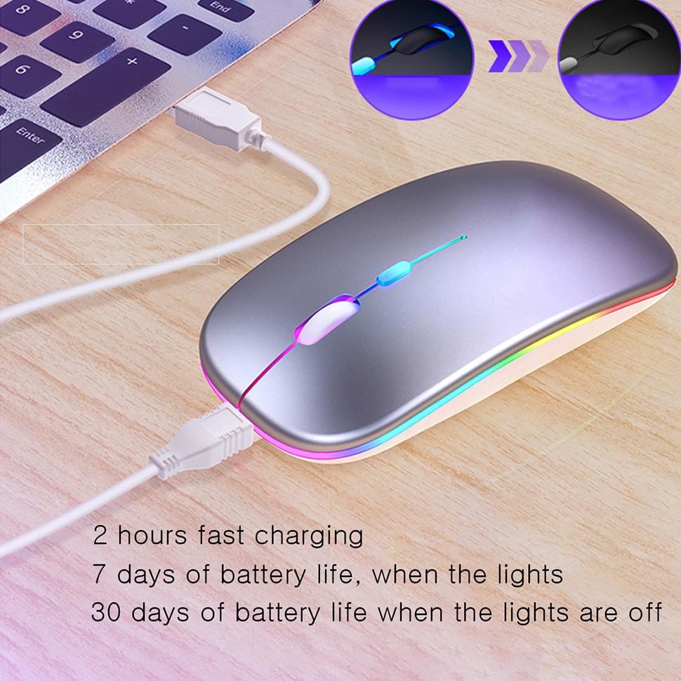 Chuột buetooth không dây S15 có led auto đổi màu cực đẹp sử dụng pin sạc - HN