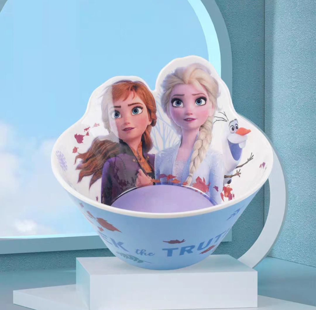 Chén tô ăn dặm Disney cho bé nhựa melamine cao cấp Frozen Elsa Anna nổi 3D mới 2022