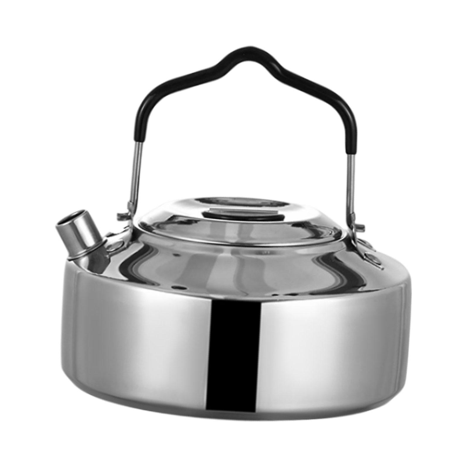 1L Camping Kettle Water Boiler Coffee Pot Easy to Clean Stainless Steel Tea Kettle Tea Pot for Cooking Mountaineering Picnic Hiking Barbecue