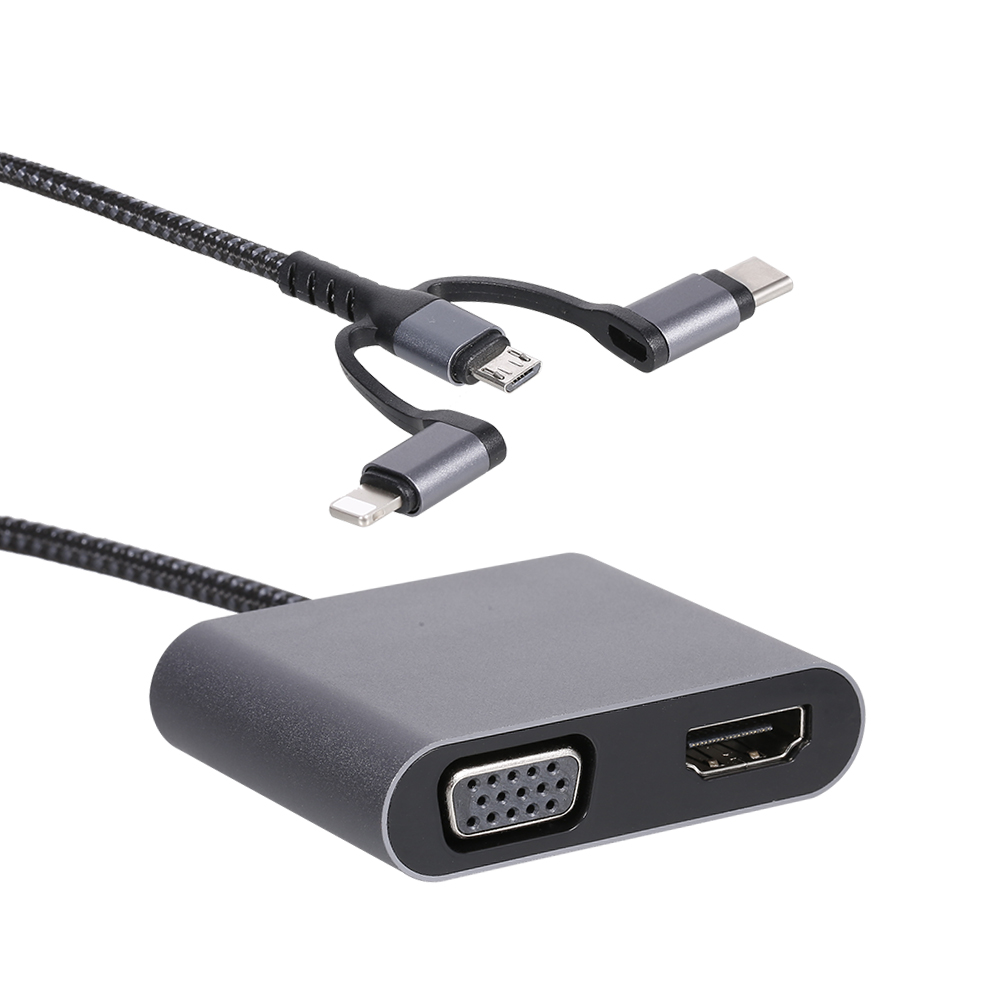 Bộ Chuyển Đổi USB Sang HD & VGA 3 Trong 1 Dongle 4K HD / 1080p VGA / Cổng Âm Thanh 3,5 Mm / Đôi