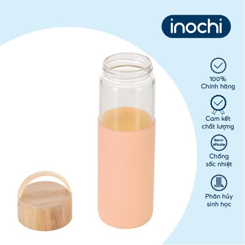 Bình nước thuỷ tinh bọc silicon Inochi - Nikko 550 ml (có quai)