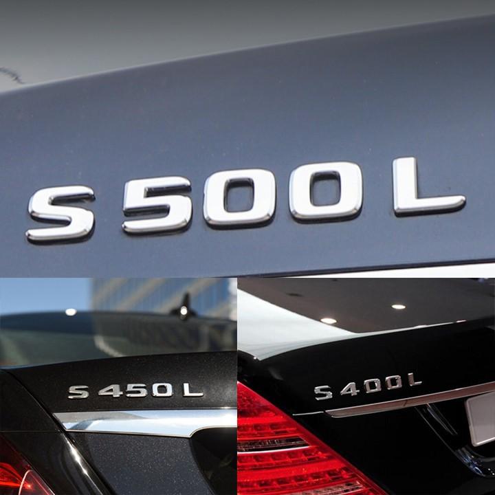 Decal tem chữ S500L, S450L, S400L dán đuôi xe ô tô, chất liệu nhựa ABS cao cấp