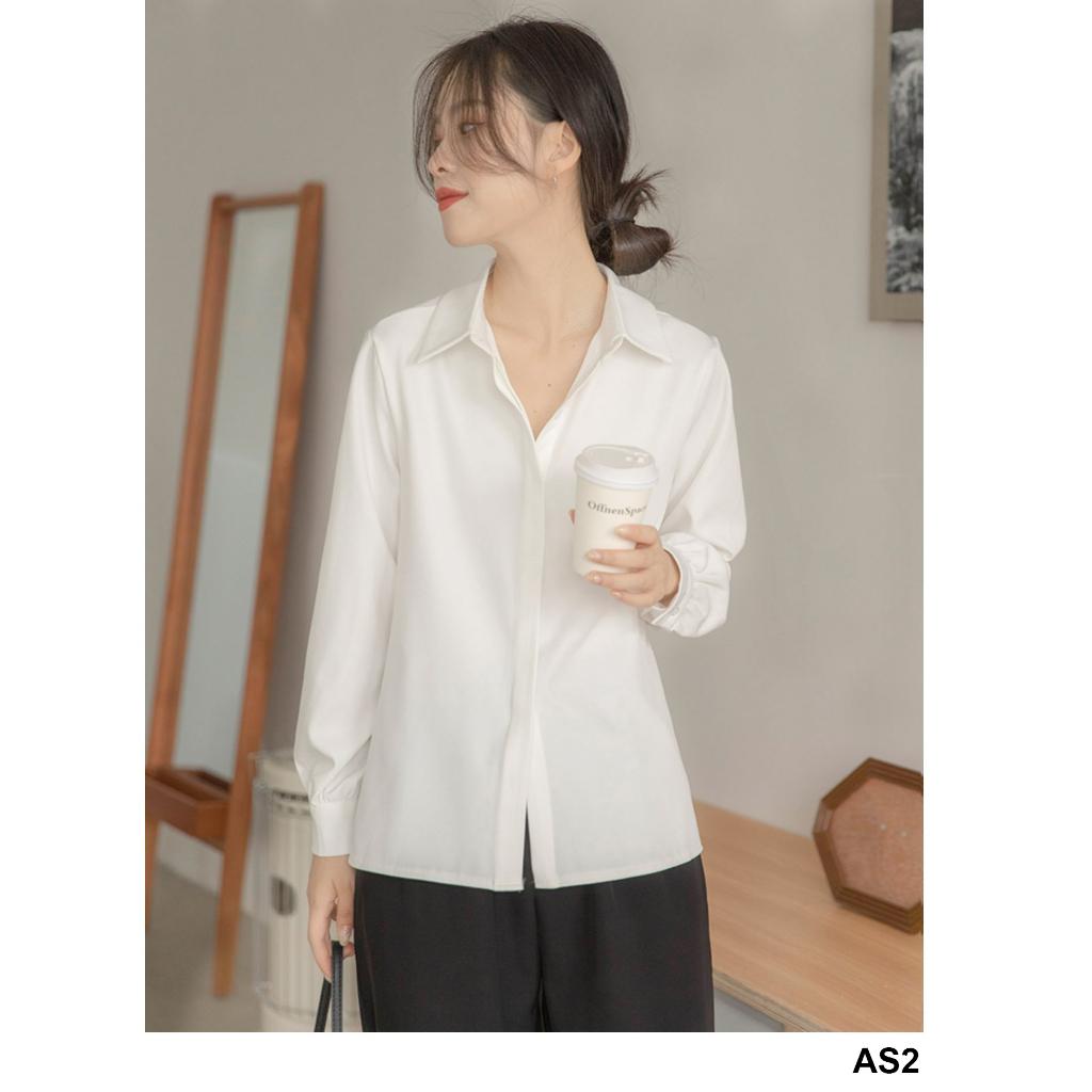 Áo Sơ Mi Trắng Nữ Công Sở Chất Vải Cotton Không Nhăn, Form Suông [AS2
