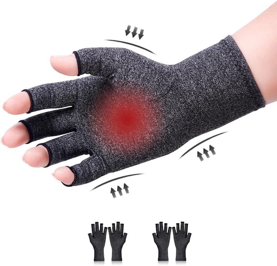 2 Cặp Viêm khớp Găng tay Nén Găng tay không có ngón tay để giảm đau Găng tay và WRME cho nam và nữ Viêm xương khớp Găng tay