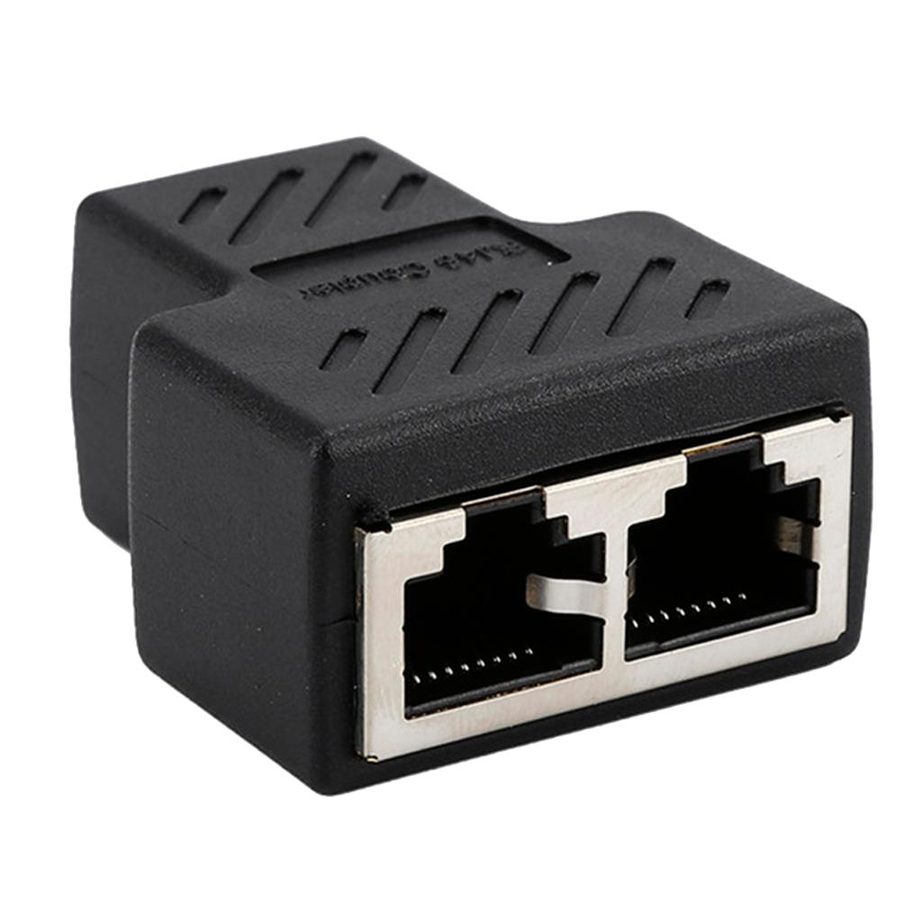 Splitter Adapter 1 to 2 Ethernet Converter with Two Sockets, CAT 5 / CAT 6 Ethernet Converter