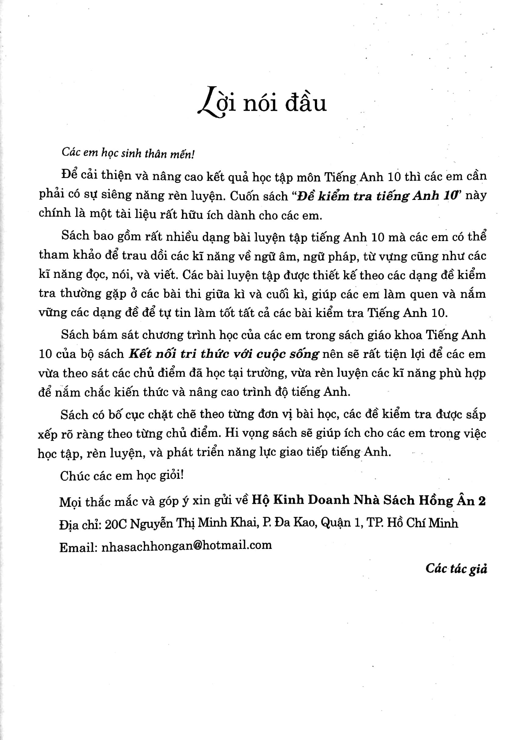 Đề Kiểm Tra Tiếng Anh 10 (Dùng Kèm SGK Kết Nối Tri Thức Với Cuộc Sống)