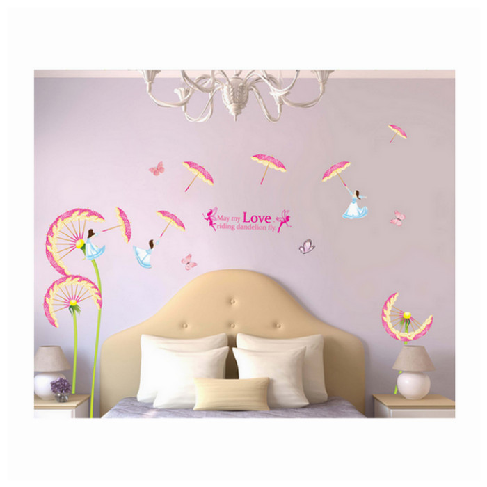 Decal Dán Tường Hoa Bồ Công Anh Hồng 2 PK254