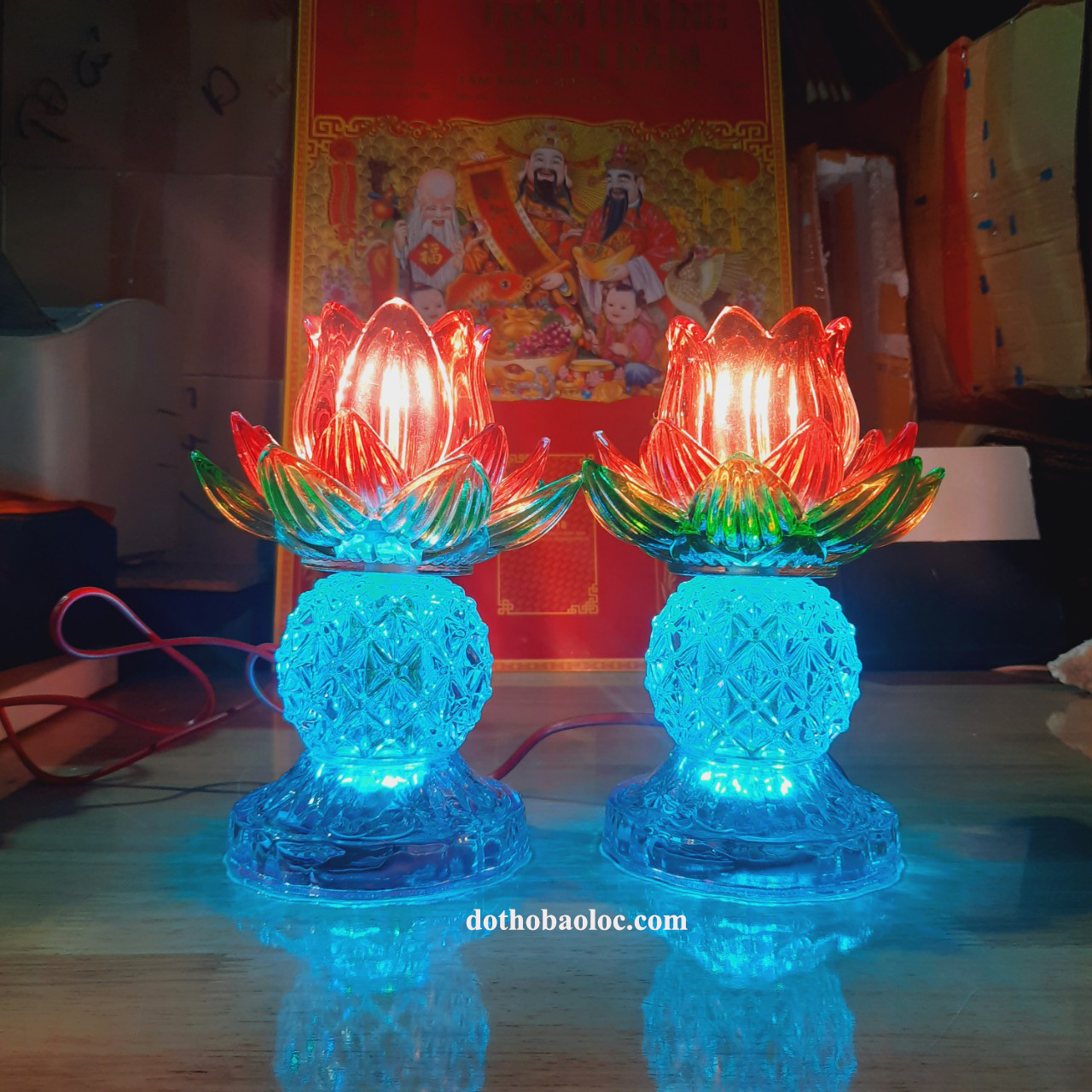 Cặp đèn Pha Lê Hoa Sen 20cm