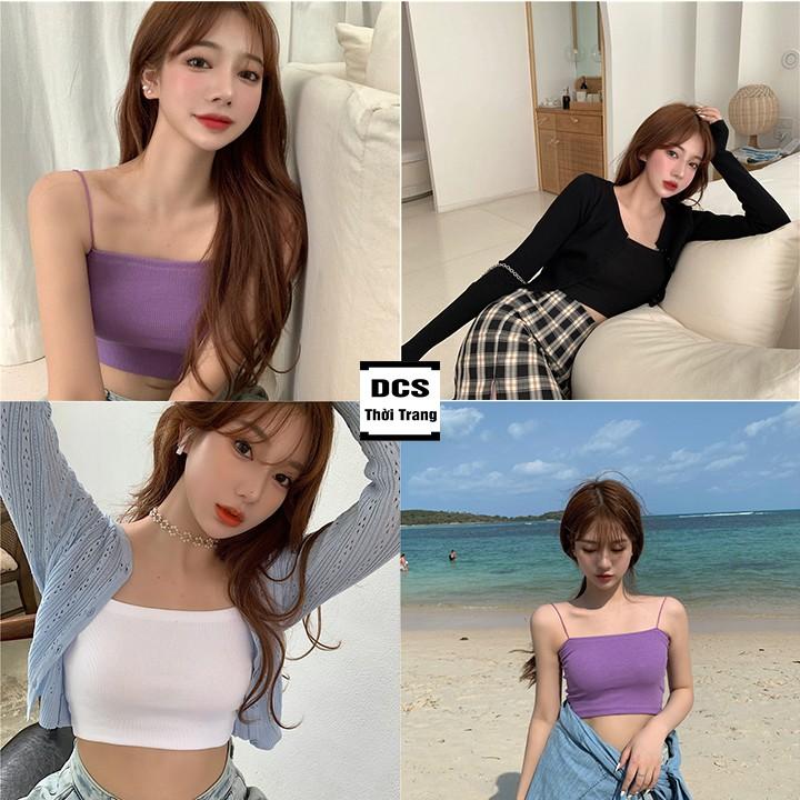 Áo Croptop Hai Dây Sợi Bún - Áo Croptop Chất Thun Mềm