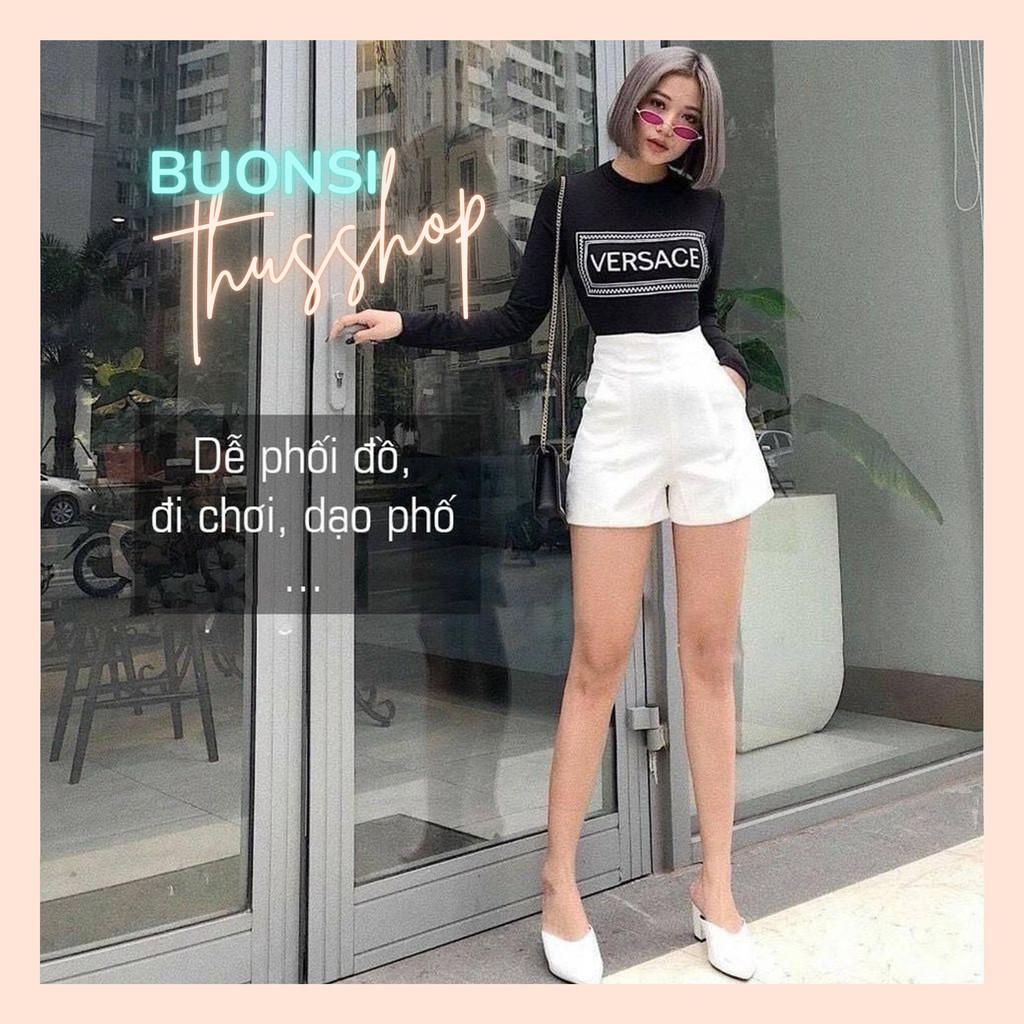 Quần sooc vải nữ cạp cao, Quần short khóa sau tôn dáng nâng mông siêu đẹp