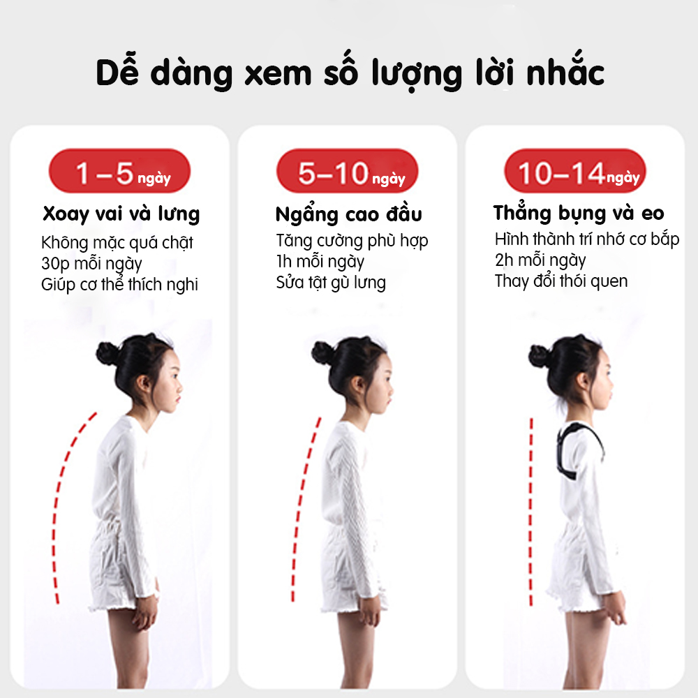 Đai chống gù lưng thông minh điều chỉnh tư thế - Cảm biến báo rung, đếm số lần ngồi sai - Pin sạc tiện lợi, nhỏ gọn, thích hợp dùng cả cho học sinh