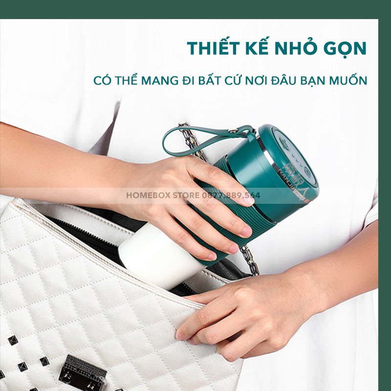 Máy Xay Sinh Tố Cầm Tay Mini, Đa Năng, Cốc Xay Cầm Tay JYooHome - Cảm ứng ngắt tự động, Cốc xay thủy tinh an toàn tuyệt đối khi sử dụng, Pin 1500mAh - Hàng Chính Hãng