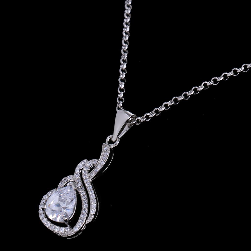 Silver Rhinestone Charm Pendant Necklace Long Chain Women Jewelry