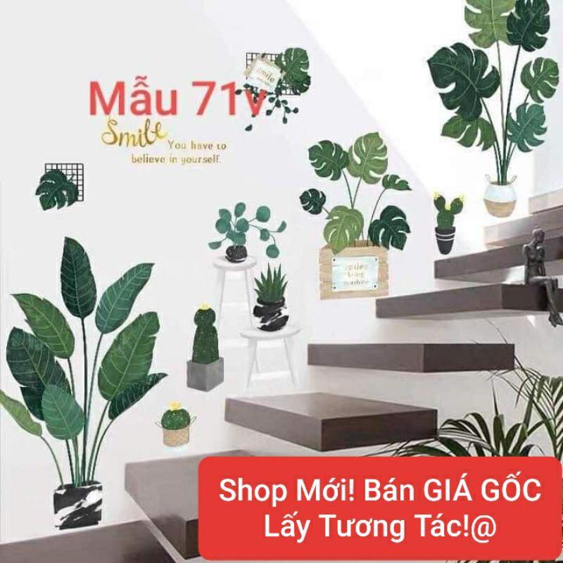 FREE SHIP TỪ 50KDecal dán tường - Tranh dán tường chậu cây cầu thang