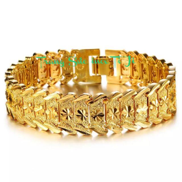 Lắc tay unisex họa tiết hoa mai mạ màu vàng