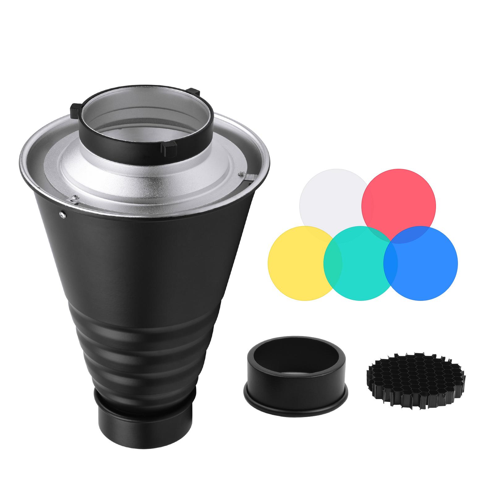 Bộ lọc màu Hợp kim nhôm cho Bowens Mount studio nhấp nháy Monolight hình nón với lưới tổ ong 5 cái