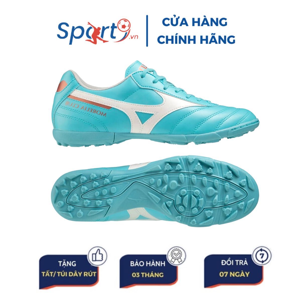 Hình ảnh Mizuno Morelia II Club AS TF - P1GD231625 - Màu Xanh Ngọc