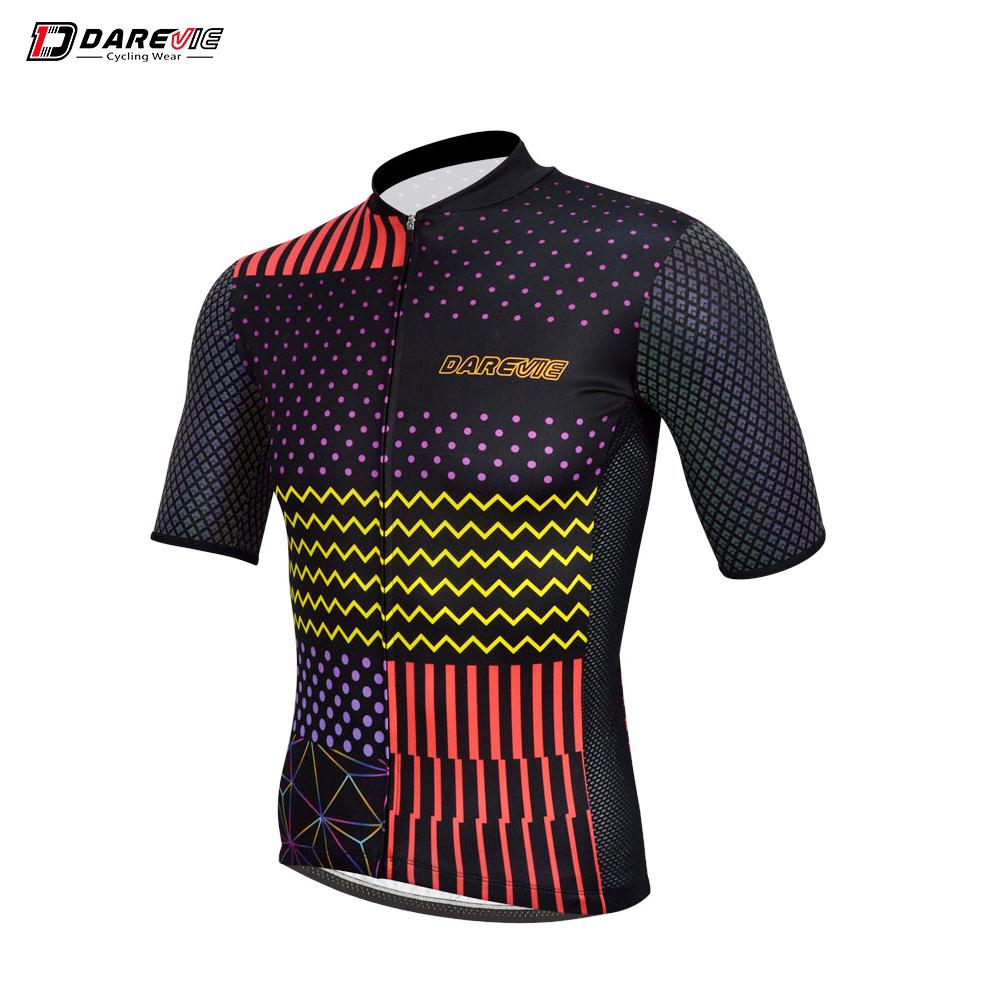 DAREVIE Pro Áo Đạp Xe Jersey Mùa Hè Phản Quang Nam Đi Xe Đạp Áo Thoáng Khí Đội Xe Đạp Jersey MTB Đường Đi Xe Đạp Quần Áo Top Jersey Color: Black Size: Asian-4XL