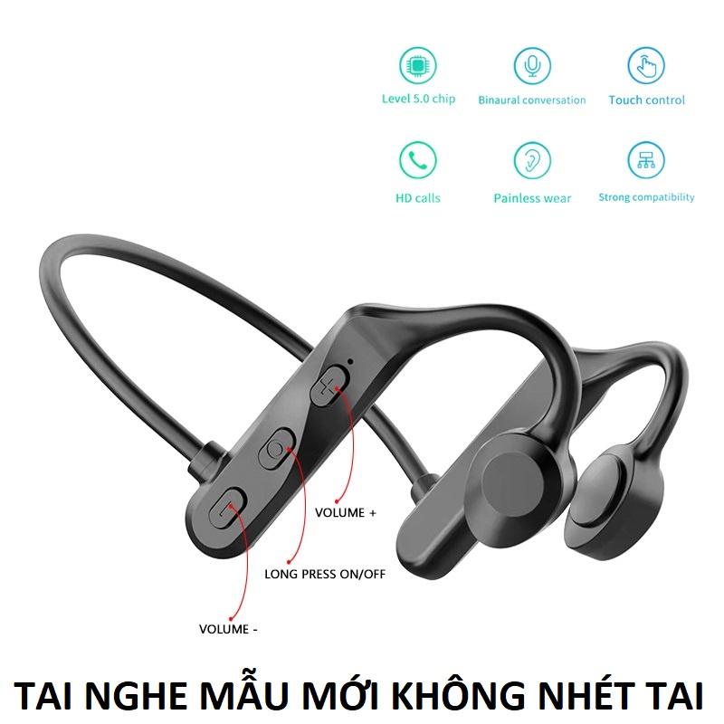 Tai nghe bluetooth không dây dẫn truyền âm thanh qua xương, không gây đau tai loại tốt chống nước IPX5